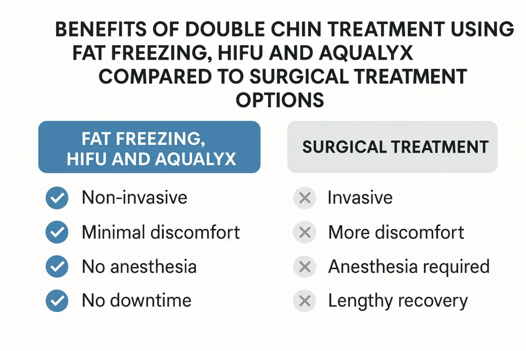 Graphic about the benefits of double chin treatment Sydenham - from LA LIPO