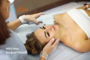 Woman having Hi-Fu to reduce wrinkles Sydenham.