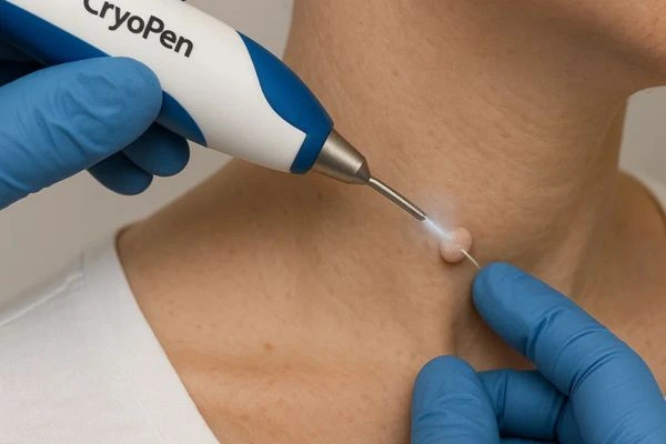 Person receiving Cryotherapy skin tag removal Sydenham